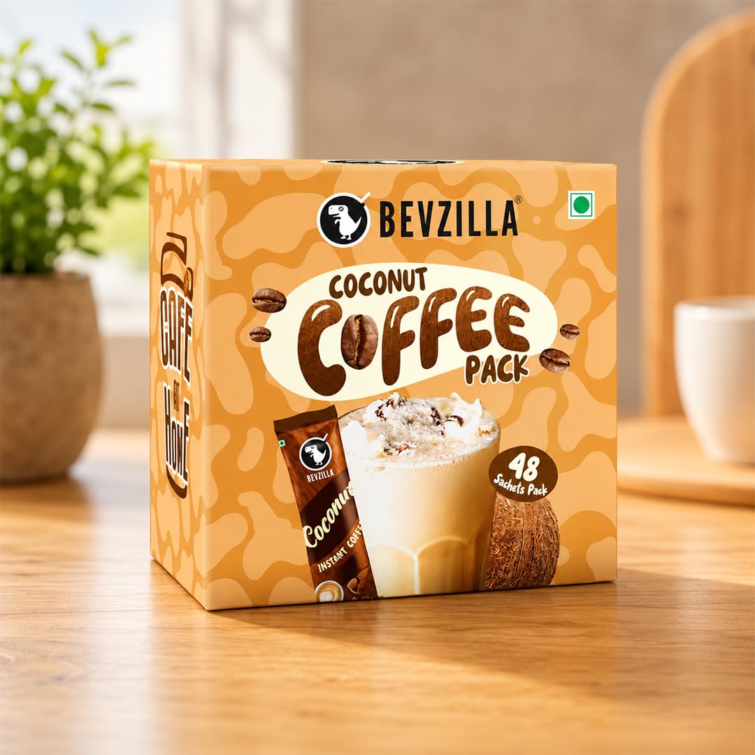 Bevzilla 48 Instant Coffee Powder Sachets (Coconut) - 96 Grams